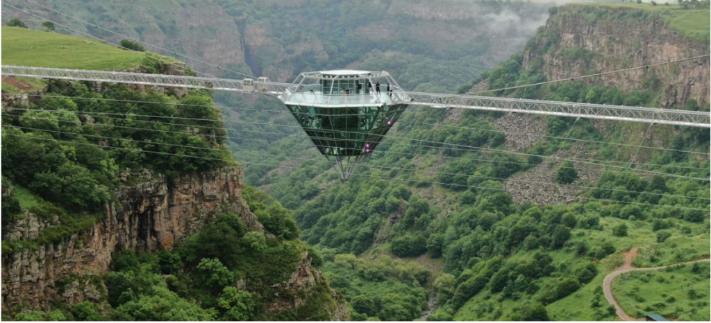 Glass Bar Danglings Over A Cliff In The State Of Georgia.